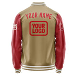 Custom Light Khaki Red Jacket JA252514251818141418