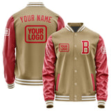 Custom Light Khaki Red Jacket JA252514251818141418