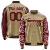 Custom Light Khaki Crimson Red Jacket