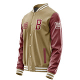 Custom Light Khaki Crimson Red Jacket JA252515251818151518