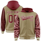 Custom Light Khaki Crimson Red Jacket