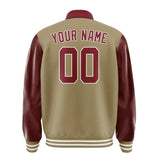 Custom Light Khaki Crimson Red Jacket