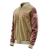 Custom Light Khaki Coral Red Jacket JA252516251818161618