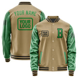 Custom Light Khaki Emerald Green Jacket JA252524251717242417