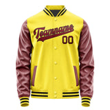 Custom Light Yellow Crimson Red Jacket JA2626152617B31715