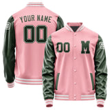 Custom Light Pink Dark Green Jacket