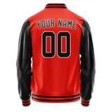 Custom Orange Black Solid Color Varsity Letterman Jacket