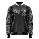 Custom Black White Gray Pinstripe Varsity Letterman Jacket