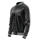 Custom Black White Gray Pinstripe Varsity Letterman Jacket