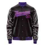 Custom Black Purple Pink Pinstripe Varsity Letterman Jacket