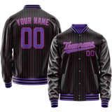 Custom Black Purple Pink Pinstripe Varsity Letterman Jacket