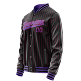 Custom Black Purple Pink Pinstripe Varsity Letterman Jacket