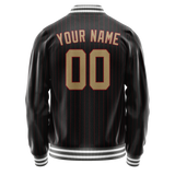Custom Black Cream Solid Color Varsity Letterman Jacket