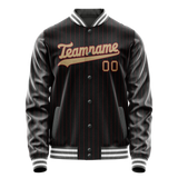 Custom Black Cream Solid Color Varsity Letterman Jacket