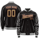 Custom Black Cream Solid Color Varsity Letterman Jacket