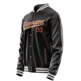Custom Black Cream Solid Color Varsity Letterman Jacket