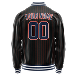 Custom Black Royal Orange Pinstripe Varsity Letterman Jacket