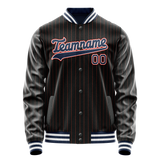 Custom Black Royal Orange Pinstripe Varsity Letterman Jacket