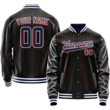 Custom Black Royal Orange Pinstripe Varsity Letterman Jacket