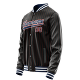 Custom Black Royal Orange Pinstripe Varsity Letterman Jacket