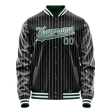 Custom Black Teal Gray Pinstripe Varsity Letterman Jacket