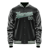 Custom Black Teal White Pinstripe Varsity Letterman Jacket
