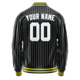 Custom Black White Gray Pinstripe Varsity Letterman Jacket