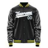 Custom Black White Gray Pinstripe Varsity Letterman Jacket