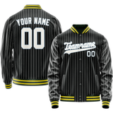 Custom Black White Gray Pinstripe Varsity Letterman Jacket