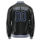 Custom Black Royal White Pinstripe Varsity Letterman Jacket