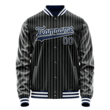 Custom Black Royal White Pinstripe Varsity Letterman Jacket