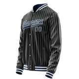 Custom Black Royal White Pinstripe Varsity Letterman Jacket