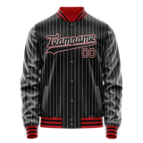 Custom Black Orange White Pinstripe Varsity Letterman Jacket