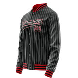 Custom Black Orange White Pinstripe Varsity Letterman Jacket