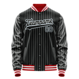 Custom Black Light-Blue Gray Pinstripe Varsity Letterman Jacket
