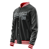 Custom Black Light-Blue Gray Pinstripe Varsity Letterman Jacket