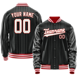 Custom Black Orange White Pinstripe Varsity Letterman Jacket