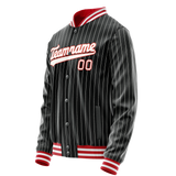 Custom Black Orange White Pinstripe Varsity Letterman Jacket