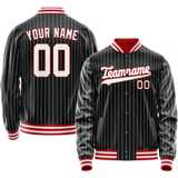 Custom Black White White Pinstripe Varsity Letterman Jacket