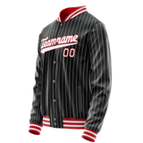 Custom Black White White Pinstripe Varsity Letterman Jacket