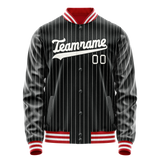 Custom Black White Gray Pinstripe Varsity Letterman Jacket