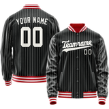 Custom Black White Gray Pinstripe Varsity Letterman Jacket