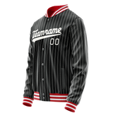 Custom Black White Gray Pinstripe Varsity Letterman Jacket