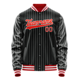 Custom Black Orange Gray Pinstripe Varsity Letterman Jacket