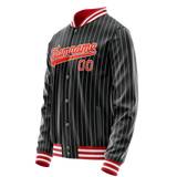 Custom Black Orange Gray Pinstripe Varsity Letterman Jacket