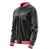 Custom Black White White Pinstripe Varsity Letterman Jacket