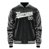 Custom Black White Gray Pinstripe Varsity Letterman Jacket