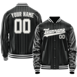 Custom Black White Gray Pinstripe Varsity Letterman Jacket