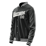 Custom Black White Gray Pinstripe Varsity Letterman Jacket