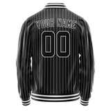 Custom Black White White Pinstripe Varsity Letterman Jacket